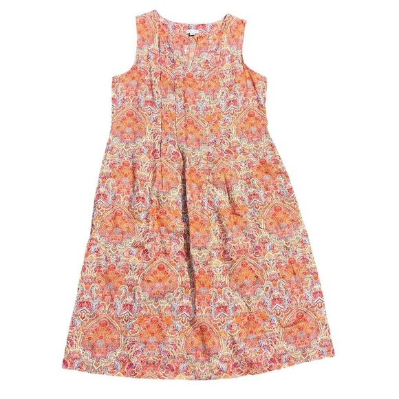 J. Jill Love Linen Paisley Printed Sleeveless Midi Dress Pockets Size Small Boho - Picture 2 of 8